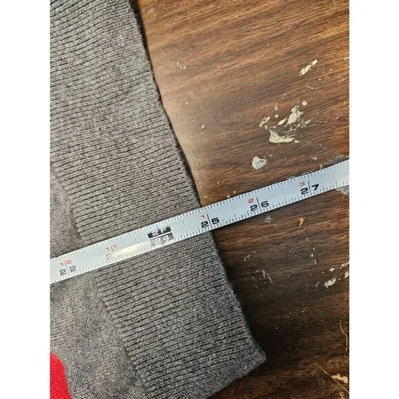 Nautica Red Gray Striped Quarter Zip Sweater Men's Size Large Cotton - Picture 7 of 7